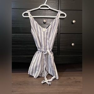 Blue/purple and white striped romper